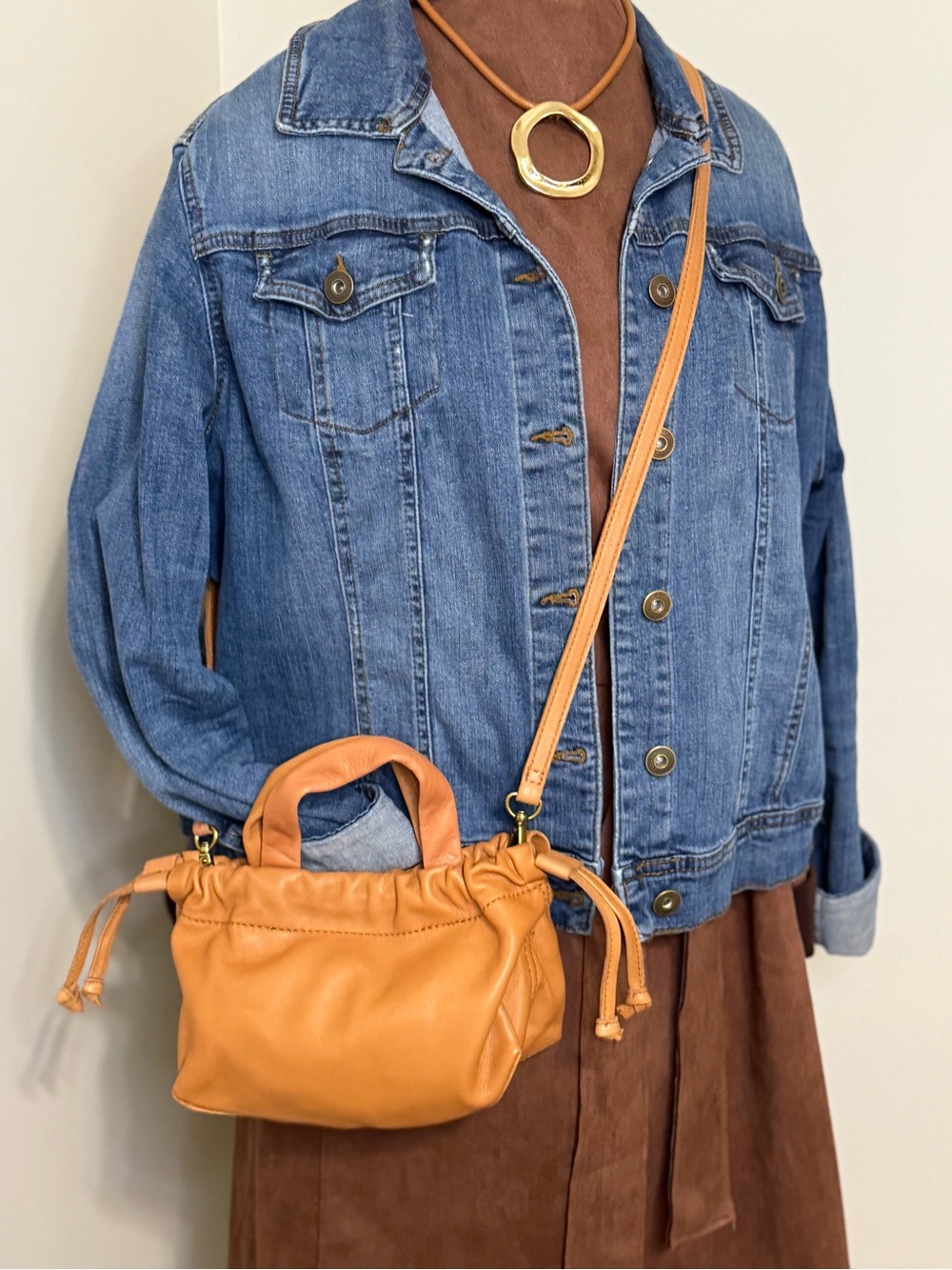 Madewell Tan Leather Mini Crossbody Tote